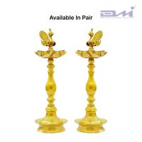 7 Faced Brass Samai Peacock Center Design Pair